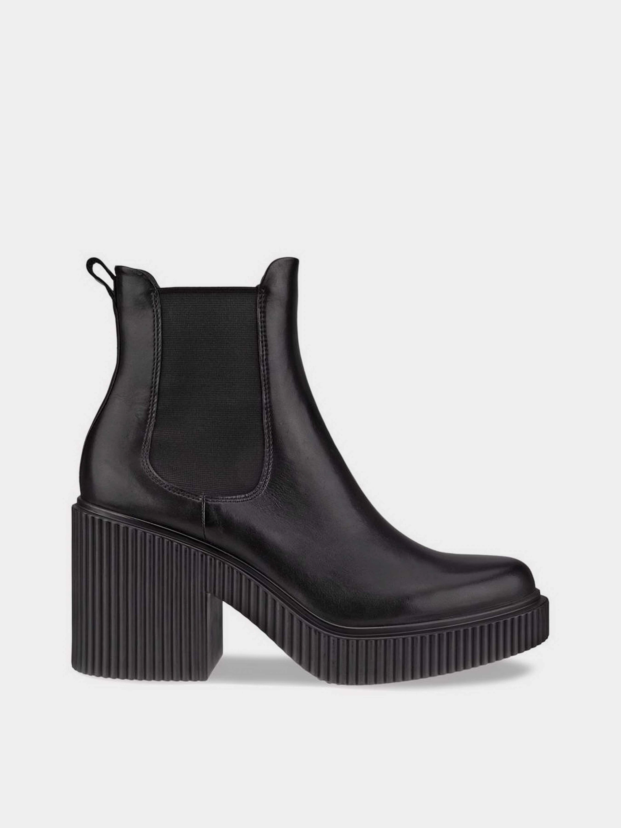 Черевики жіночі ECCO Fluted Heel чорні шкіряні челсі на платформі